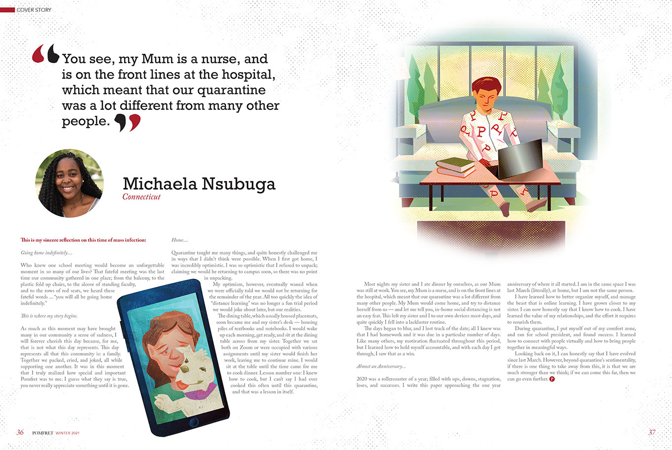 spot illustration for Pomfret Magazine