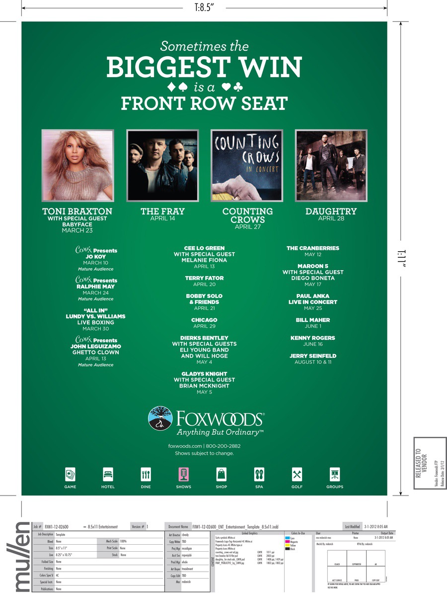 Foxwoods Casino Poster March