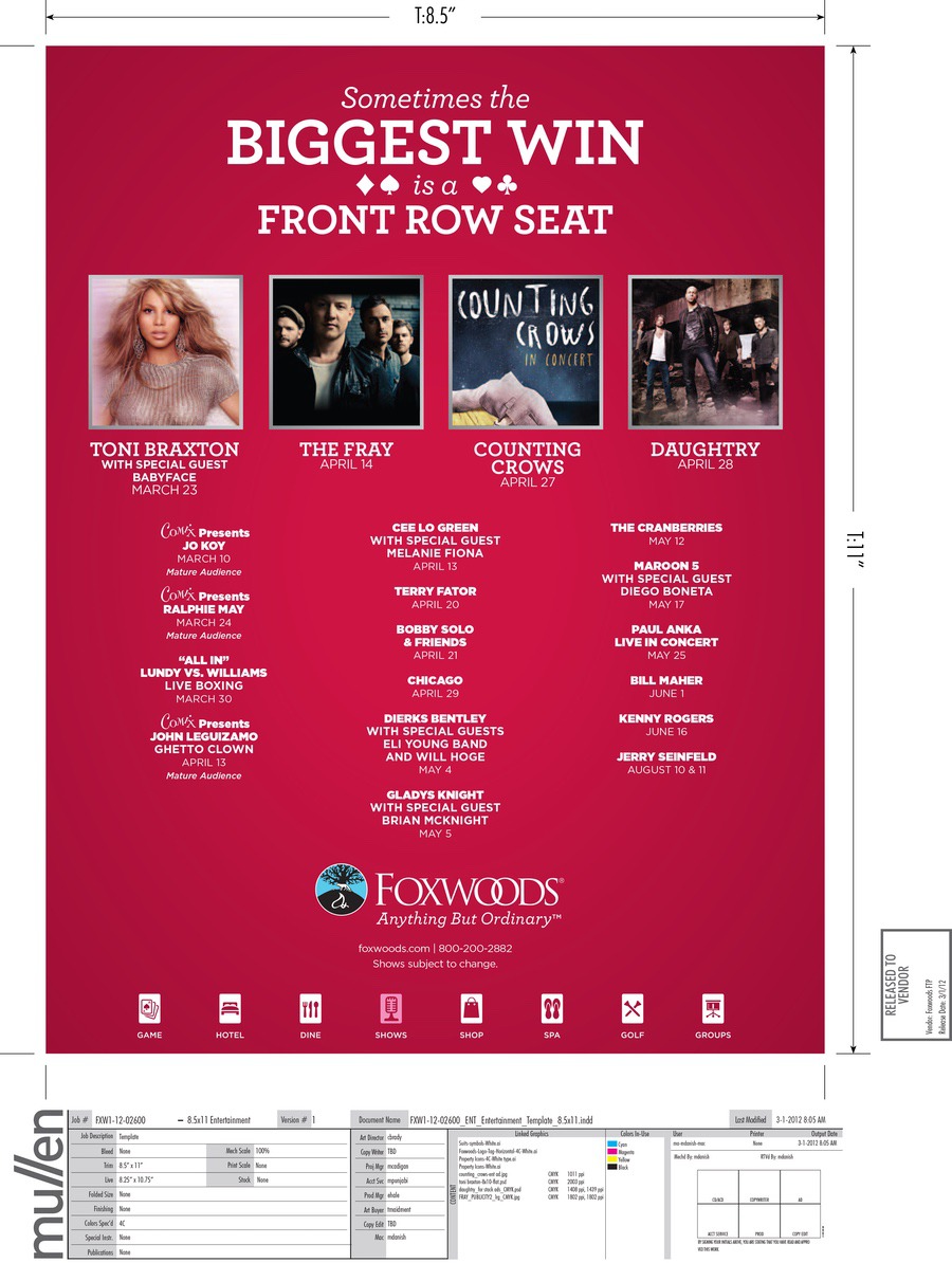 Foxwoods Casino Poster February